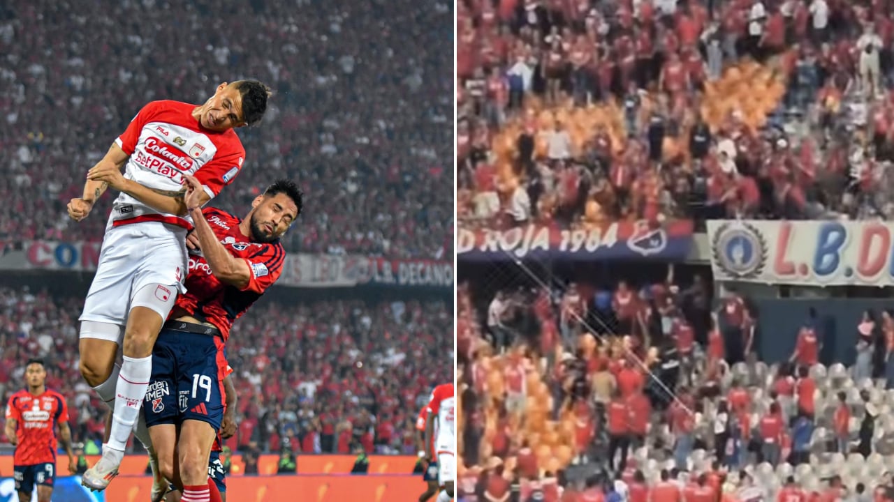 El hincha presuntamente infiltrado, recibió una paliza en la tribuna oriental del Atanasio Girardot.