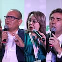 Jorge Eduardo Rojas Giraldo, alcalde de Manizales; Paula Palacio, directora del AMVA; Gabriel Madrid, alcalde de Piura, Perú; Carmen Paz, alcaldesa de San Nicolás, Honduras y Leonardo Boto, intendente de Luján, Argentina.