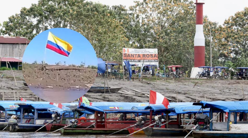 Isla Santa Rosa de Loreto y bandera de Colombia.