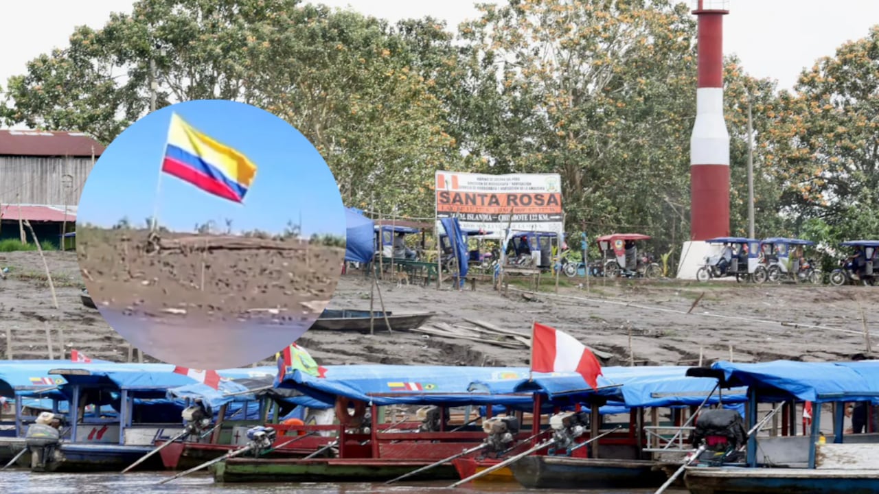 Isla Santa Rosa de Loreto y bandera de Colombia.