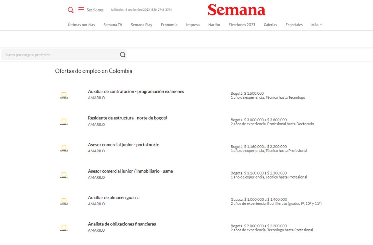 Las ofertas laborales que lanzó Amarilo en Semana.com