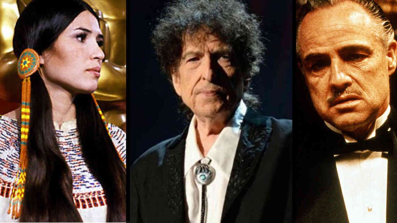 Sacheen Littlefeather, Bob Dylan, Marlon Brando en 'El Padrino'.