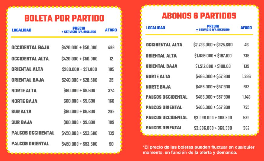 Boletería Selección Colombia. Foto: Pantallazo tuboleta.com