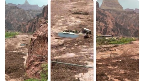 La inundación repentina provocó graves daños en una zona del Gran Cañón, Arizona, y destruyó varios puentes peatonales.