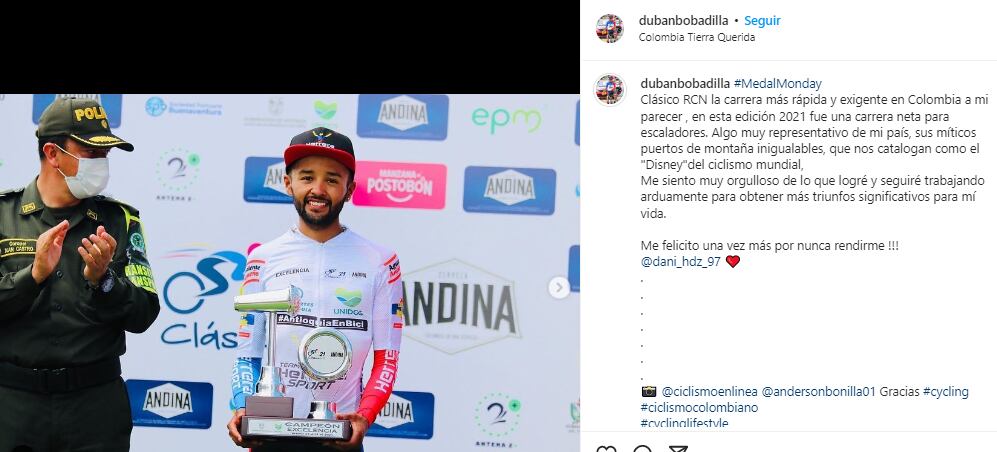 Dubán Bobadilla. Foto: Captura de pantalla Instagram Dubán Bobadilla (dubanbobadilla).