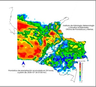 Clima para el 20 de julio en Colombia.