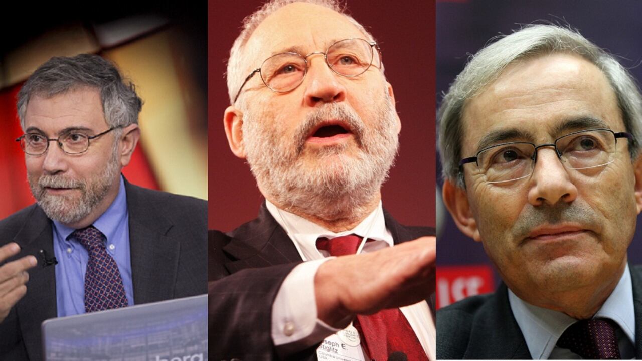 Premios Nobel de Economía: Paul Krugman, Joseph E. Stiglitz y Christopher Pissarides.