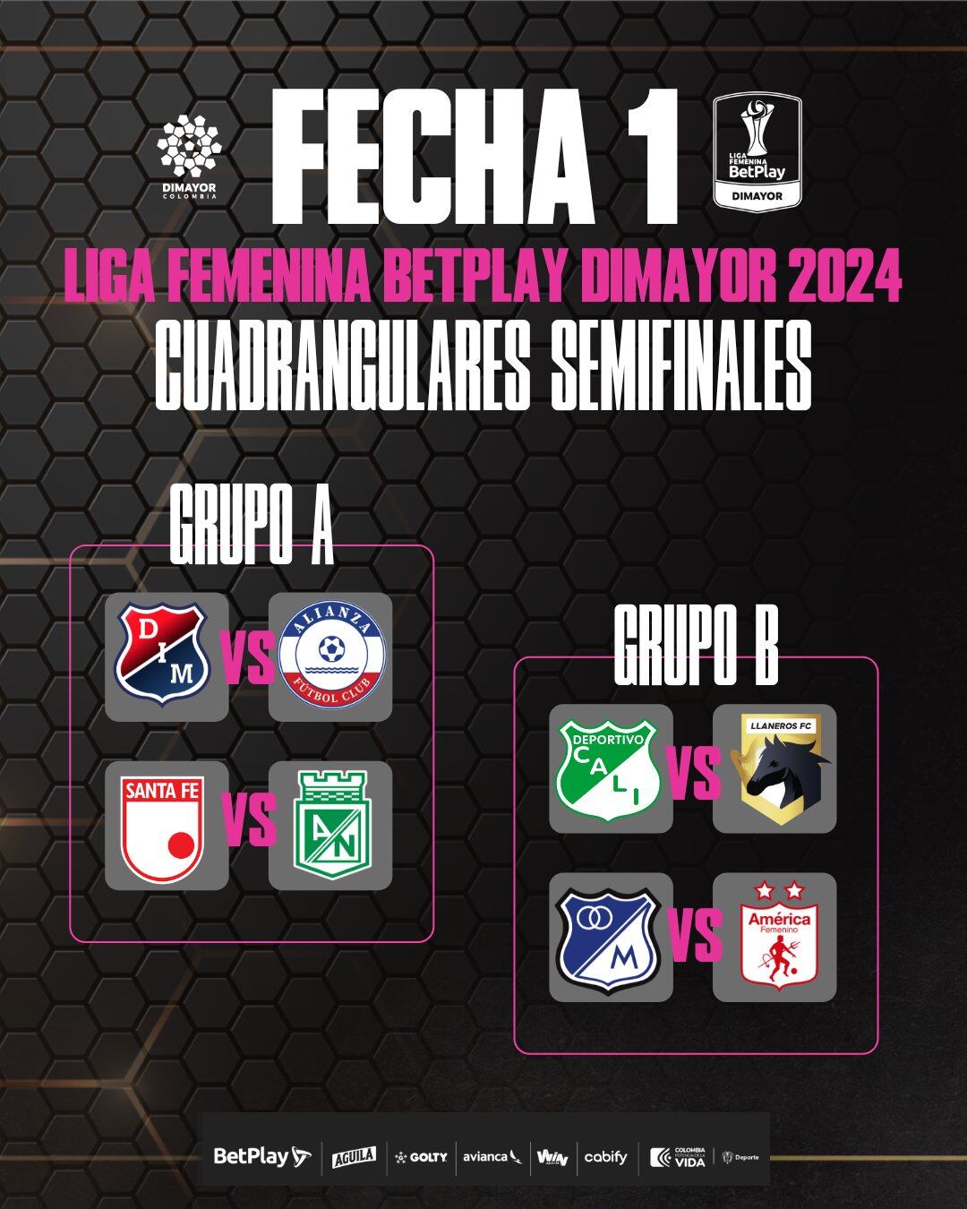 Así se jugará la primera fecha de los cuadrangulares de la Liga Femenina.