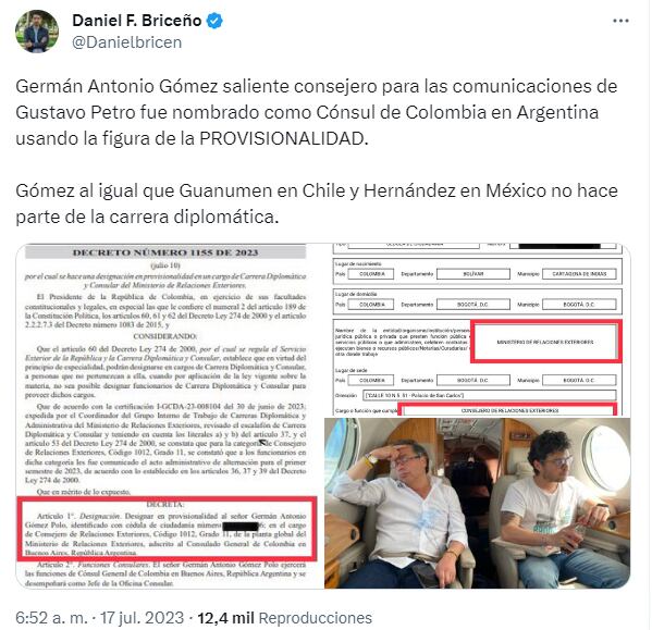 Twitter de Daniel Briceño