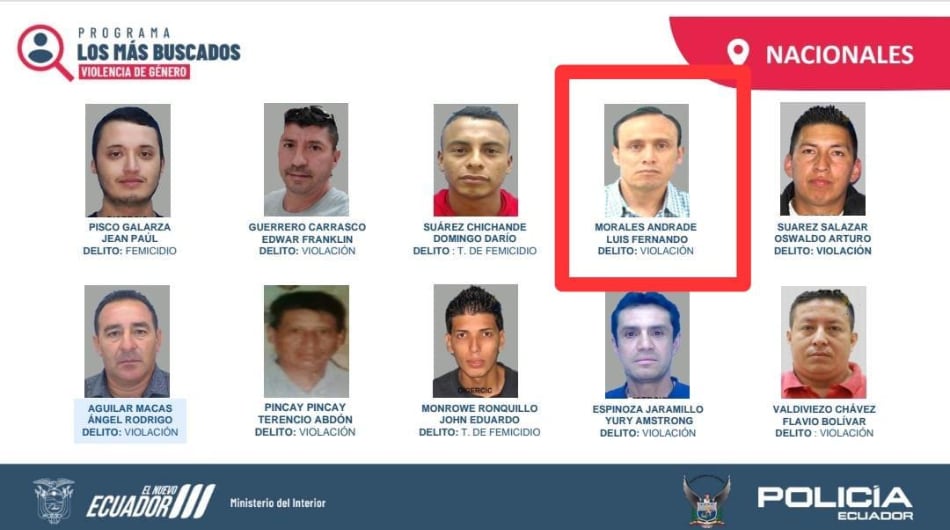 Más buscados por violencia sexual en Ecuador.