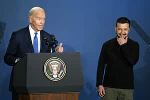 Joe Biden durante la conferencia de la OTAN