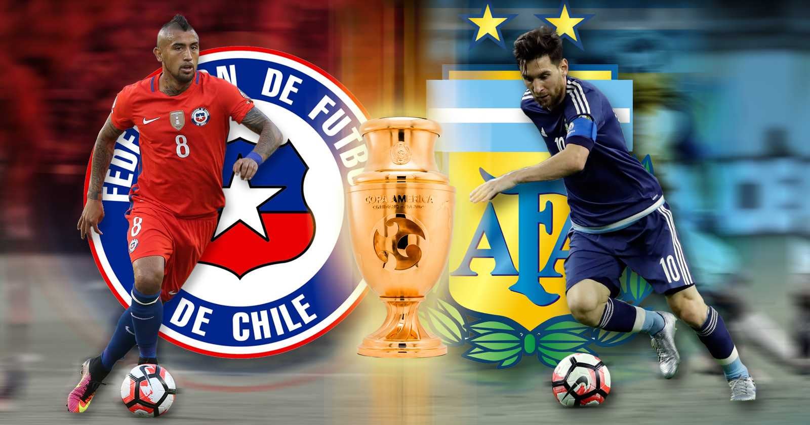 Arturo Vidal y Lionel Messi son las dos grandes figuras de Chile y Argentina que disputarán la gran final de la Copa América Centenario.