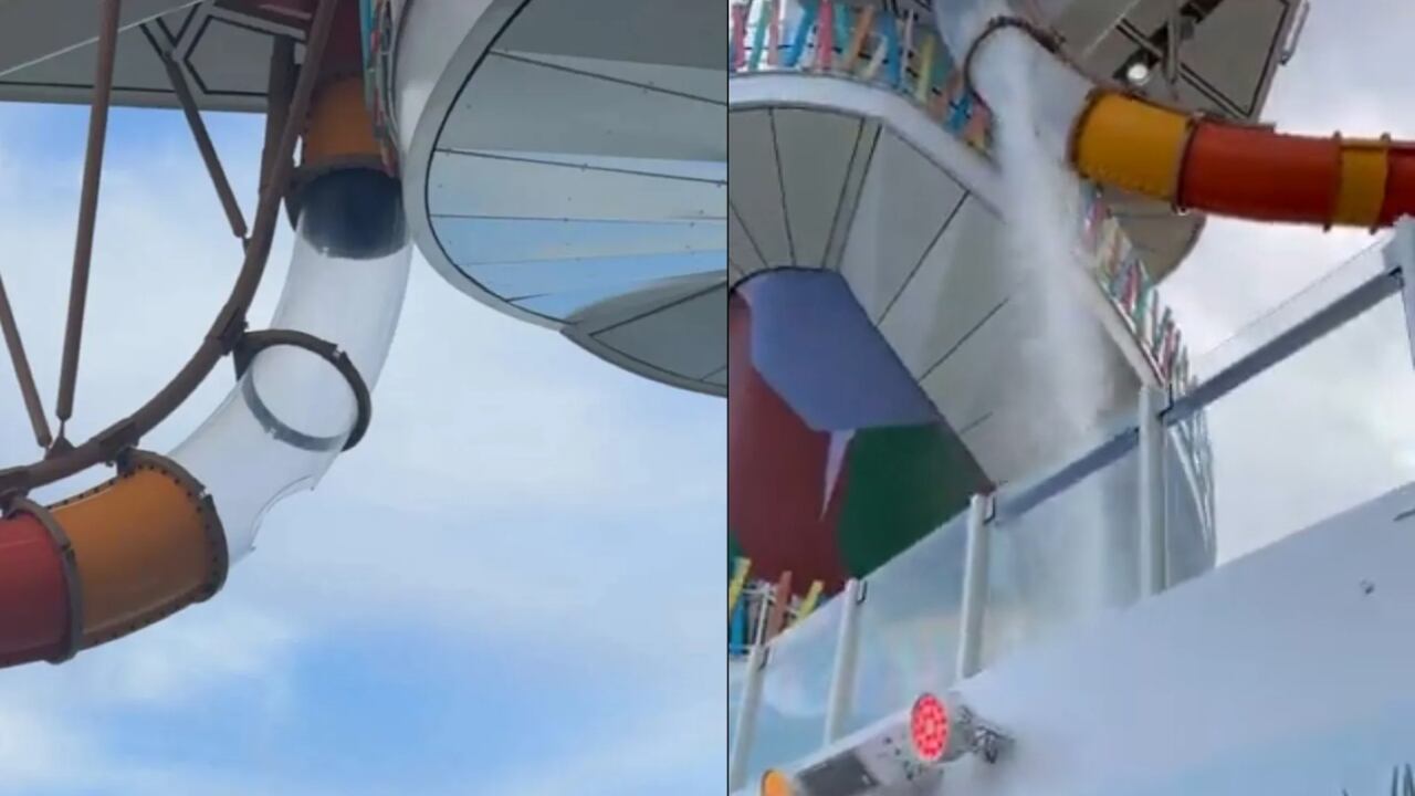 Una sección del tobogán del parque acuático Icon of the Seas se rompió justo cuando un hombre se lanzaba por él