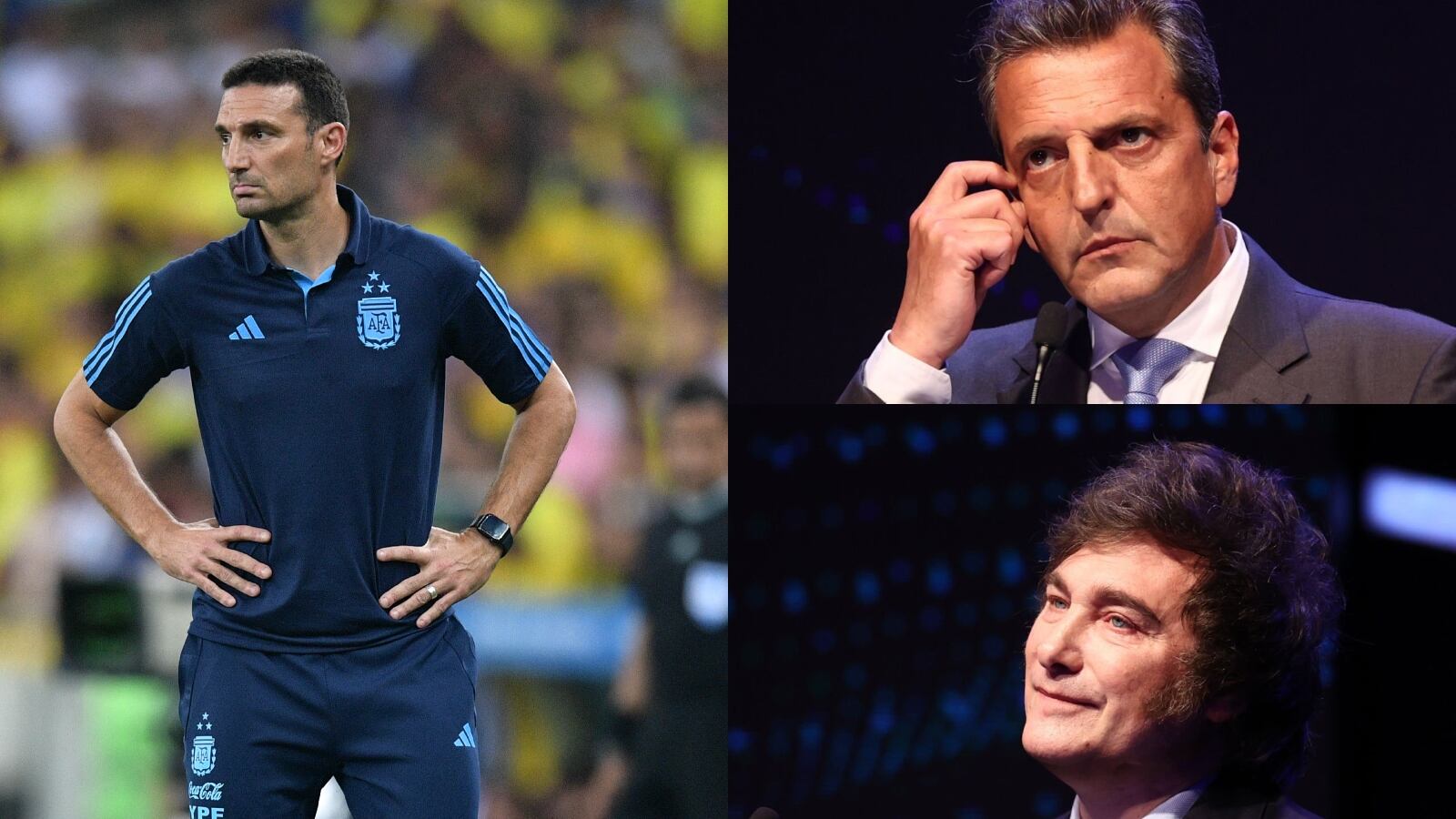 Lionel Scaloni, Sergio Massa y Javier Milei