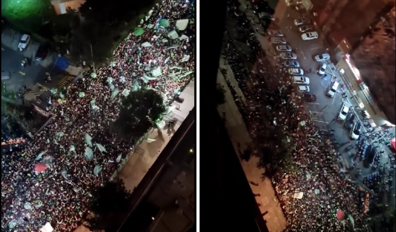 Cientos de hinchas de Nacional en el 'banderazo' antes de la final con Millonarios.