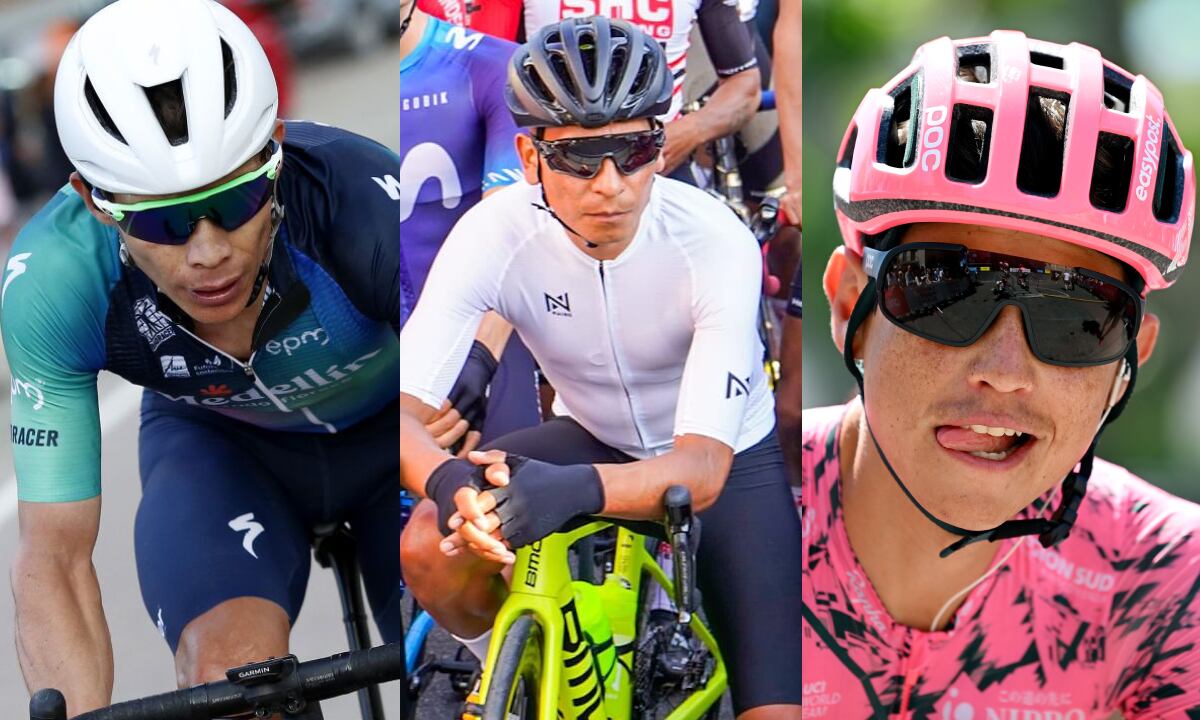 Miguel Ángel López, Nairo Quintana y Esteban Chaves. Foto: Getty Images//Alcaldía de Bucaramanga//Getty Images
