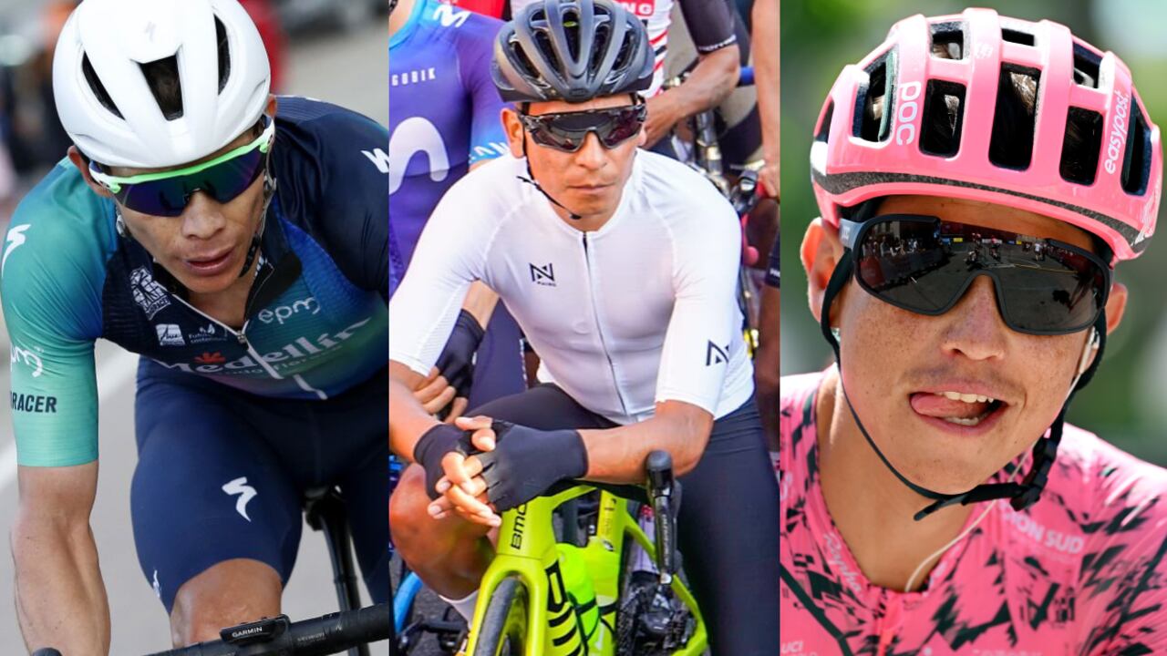 Miguel Ángel López, Nairo Quintana y Esteban Chaves. Foto: Getty Images//Alcaldía de Bucaramanga//Getty Images