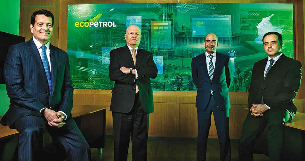 De izquierda a derecha: Felipe Bayón, presidente de Ecopetrol; Alberto Consuegra, vicepresidente operativo; Jaime Caballero, vicepresidente financiero, y Ernesto José Gutiérrez de Piñeres Luna, vicepresidente digital.