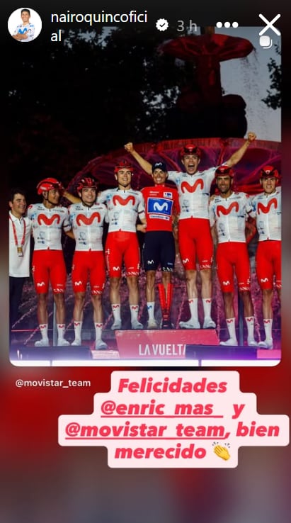 El mensaje de Nairo Quintana a Enric Mas, y Movistar Team, tras la Vuelta a España 2026.