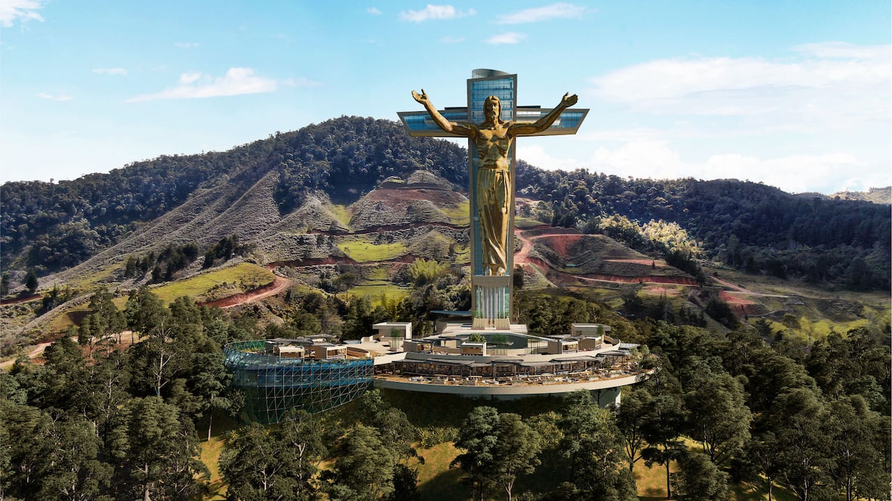 Imagen digitalizada del Cristo del Embalse en El Peñol.