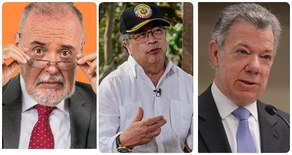 Gilberto Tobón, Gustavo Petro y Juan Manuel Santos.