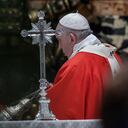 El Papa Francisco celebra la misa del Domingo de Ramos en la Basílica de San Pedro en el Vaticano, el domingo 28 de marzo de 2021 Foto: Giuseppe Lami / Foto de Pool vía AP.