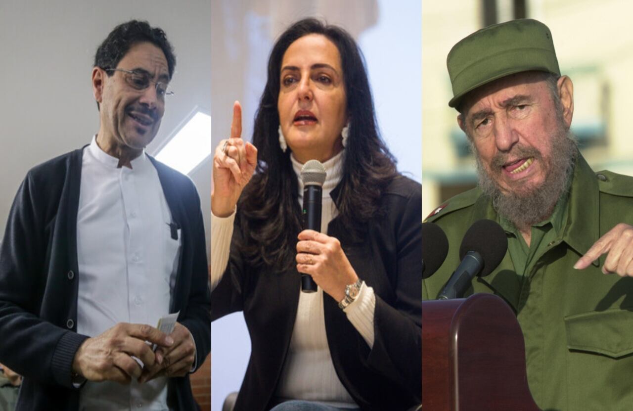 De izquierda a derecha: Iván Cepeda, María Fernanda Cabal y Fidel Castro.