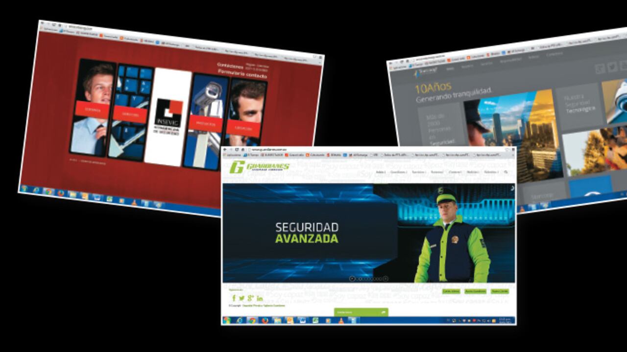 A la derecha, los portales web de Insevig, Guardianes y Starcoop.