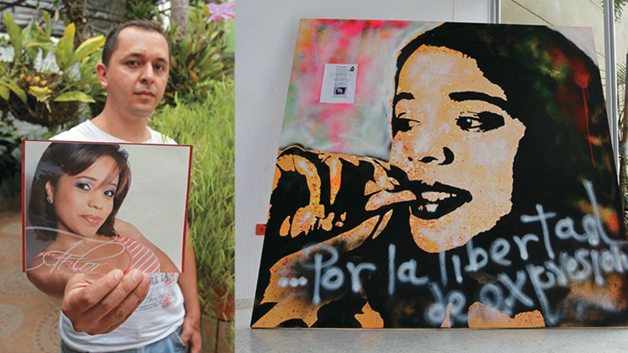 Aris Hernández, esposo de Flor Alba Núñez, pide que se investiguen los motivos de la muerte de su esposa. A la entrada del Centro Cultural de Pitalito, una obra del artista Jerome Valbuena rinde homenaje a la periodista asesinada el pasado 10 de septiembre.