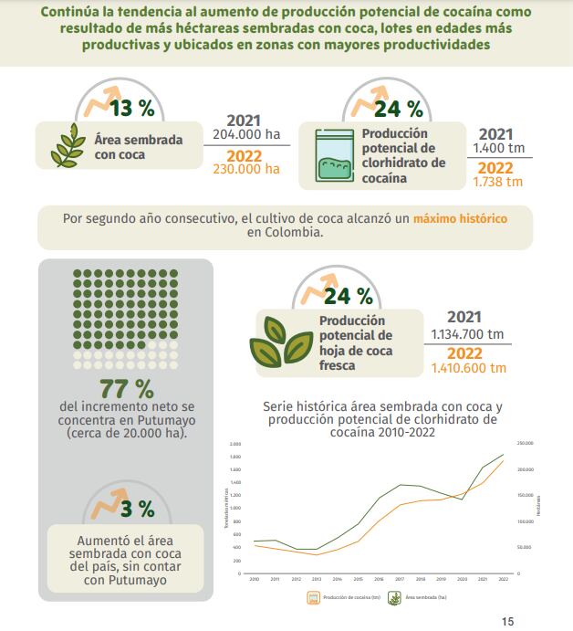 Alarmantes cifras: de las 230,000 hectáreas de coca en Colombia, el 50% se concentran a 10 km de las fronteras; este es informe de la ONU