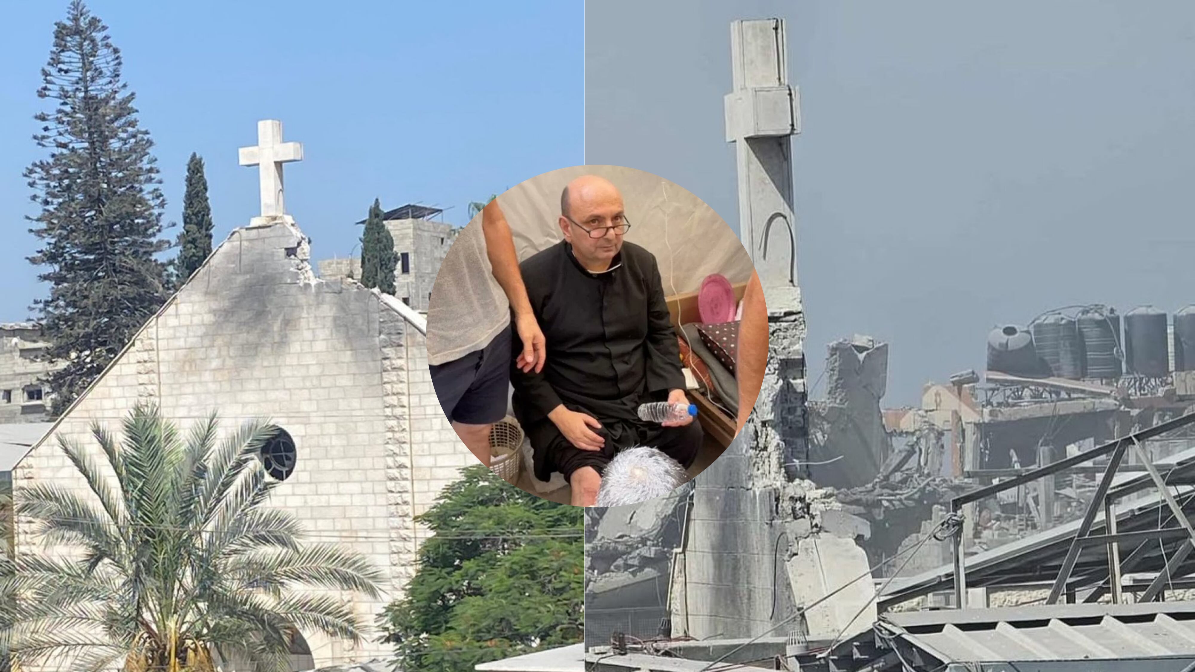 El ataque aéreo impactó la parroquia Sagrada Familia, último refugio católico en la Franja. Entre los heridos se encuentra el padre argentino Gabriel Romanelli.