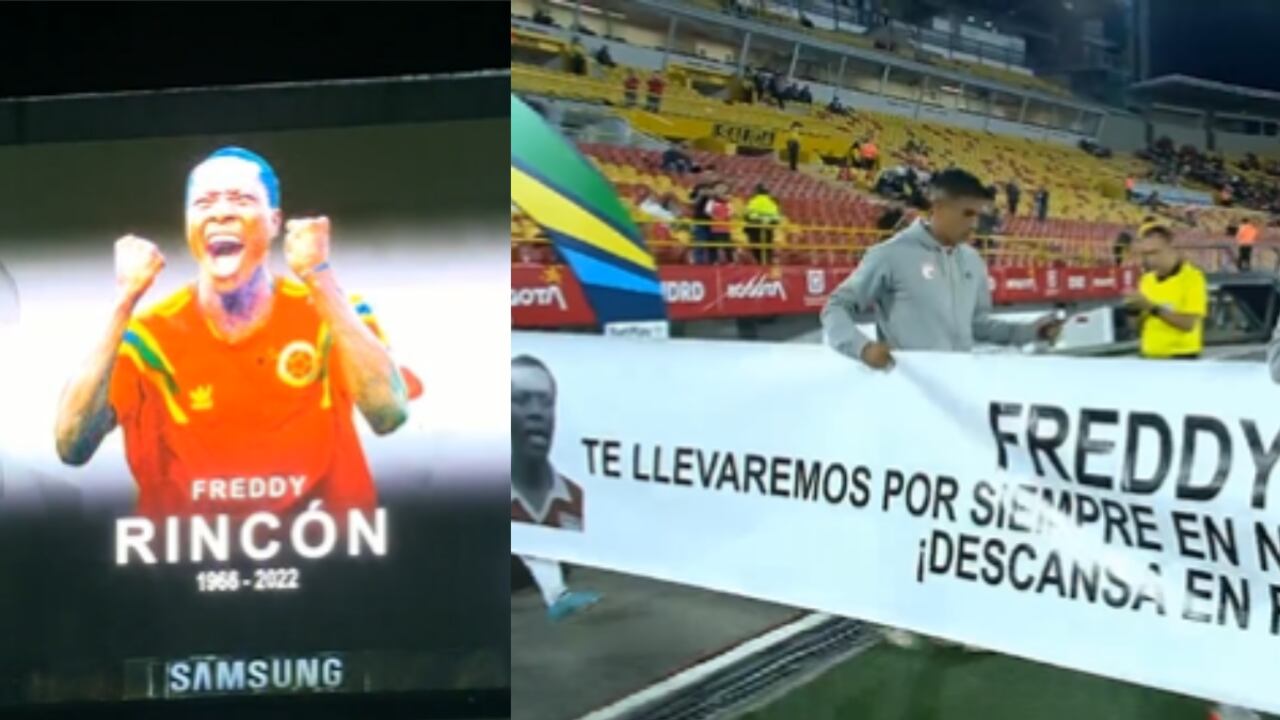 Homenaje Santa Fe a Freddy Rincón. Foto: Captura de pantalla Win Sports - @WinSportsTV