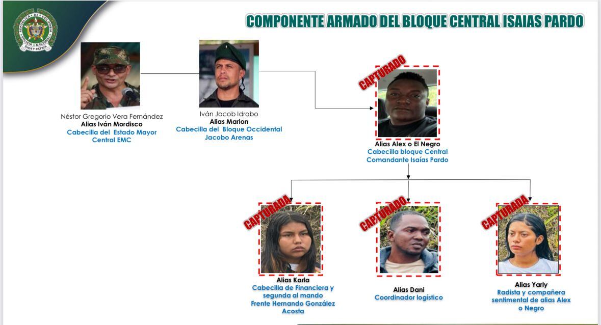 Organigrama delictivo donde aparece alias Karla, según la Policía.