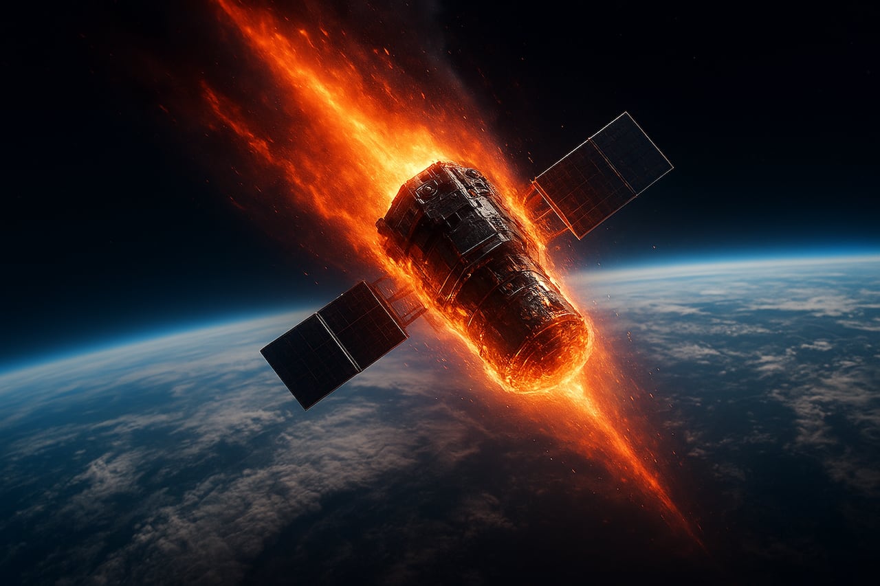 Ilustración de un satélite cayendo a la Tierra. (Foto de referencia)