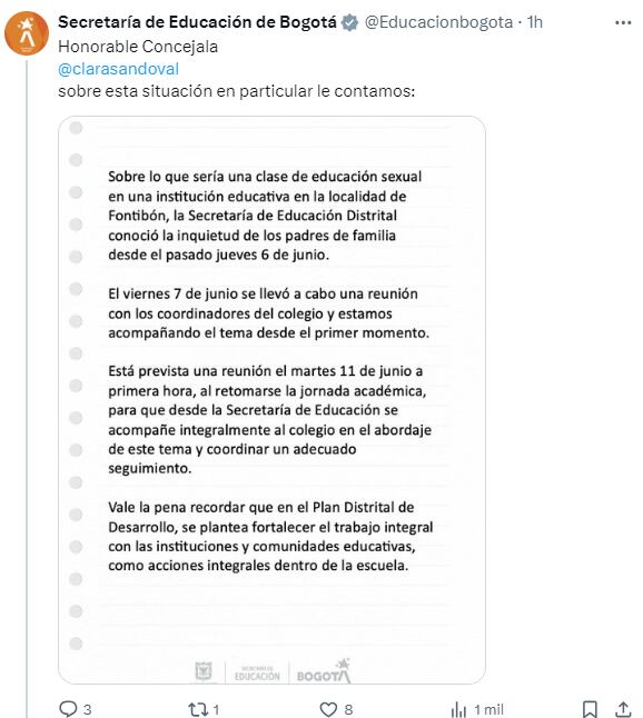 La respuesta de la Secretaría de Educación a Sandoval.