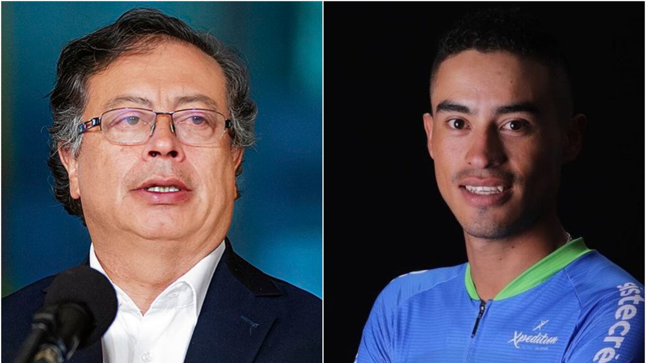Presidente Gustavo Petro y el ciclista Germán Chaves.