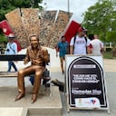 Las estatuas iniciaron su proceso de restauración este 10 de mayo. Foto: Alcaldía de Valledupar.