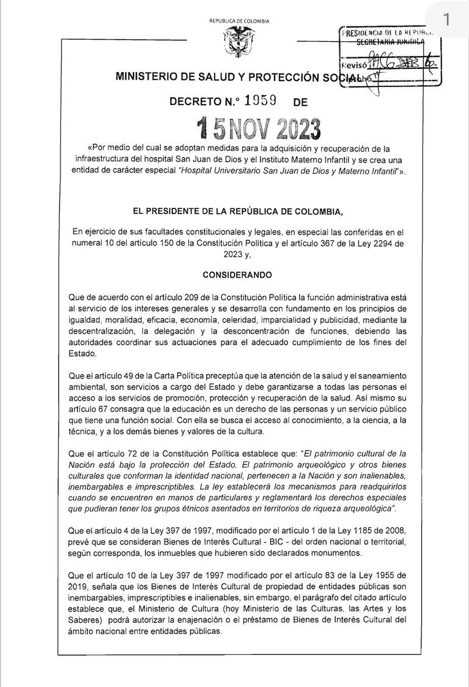 El decreto fue expedido por el Gobierno este 15 de noviembre.