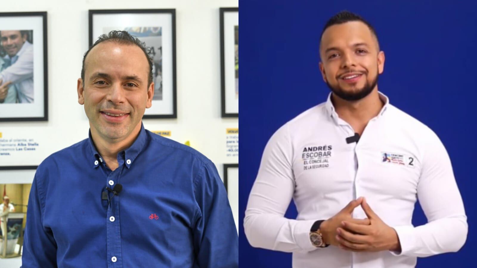 De izq. a der. Alejandro Eder, candidato a la Alcaldía de Cali; y Andrés Escobar, candidato al Concejo.