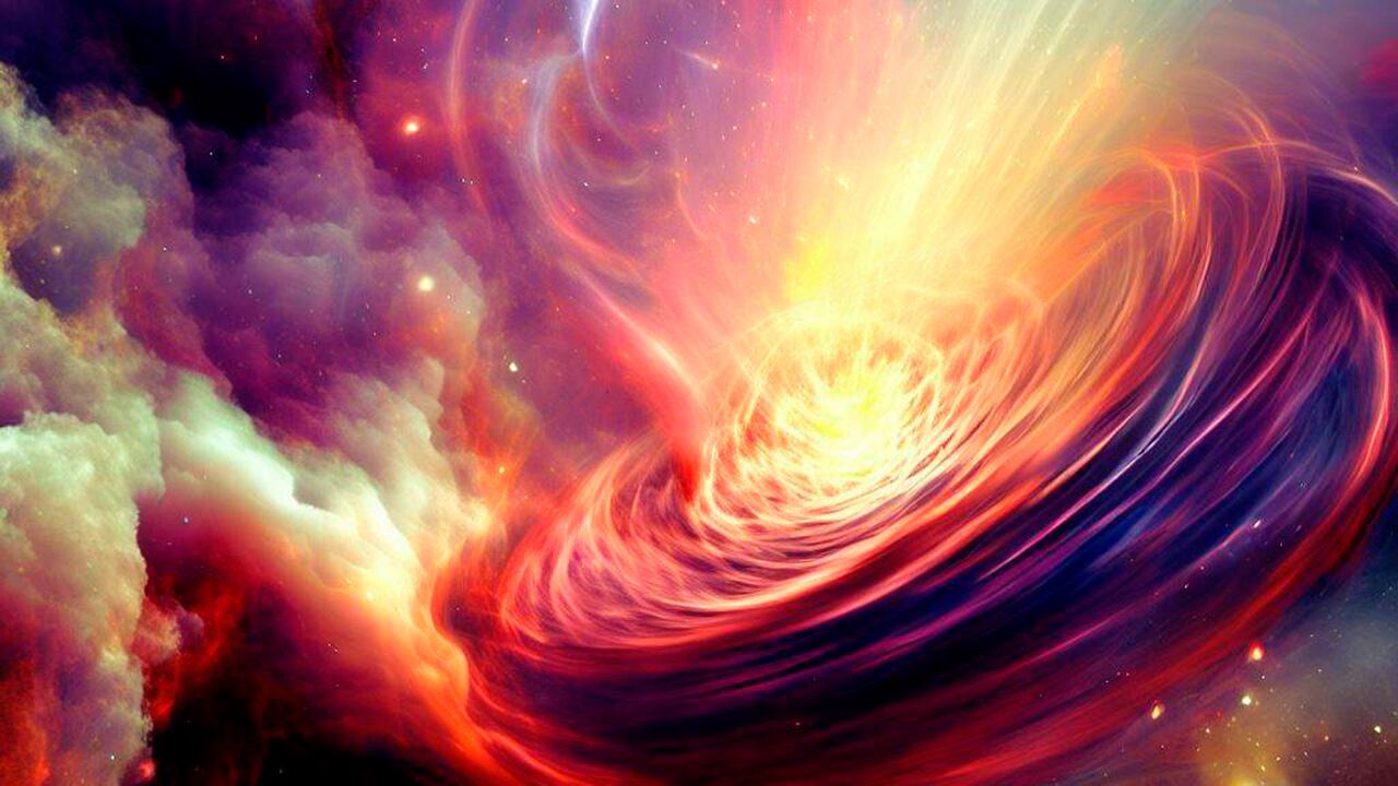 Ilustración de un evento catastrófico en el espacio exterior.