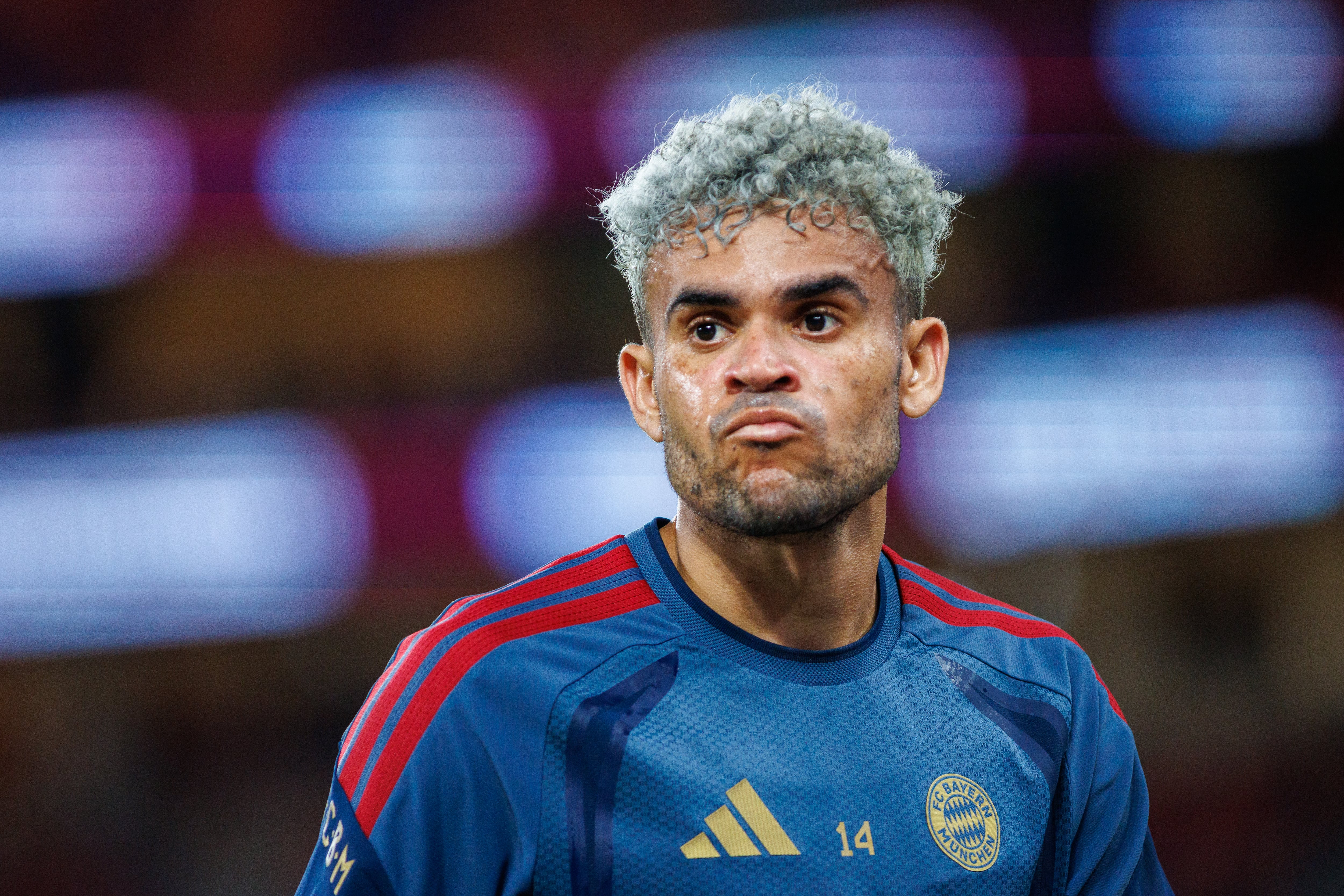 HONG KONG, CHINA - AUGUST 6: Luis Diaz of FC Bayern Munich reacts during the Bayern Munchen Training Session in the Kai Tak Stadium on August 6, 2026 in Hong Kong, China. (Photo by Joseph Dinesh Daniel/Eurasia Sport Images/Getty Images)