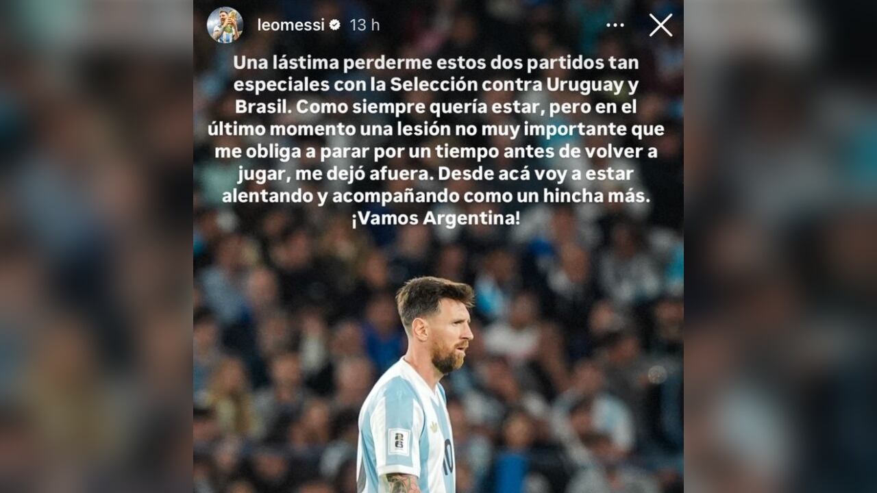 Este fue el mensaje que escribió el astro a través de su cuenta de Instagram.