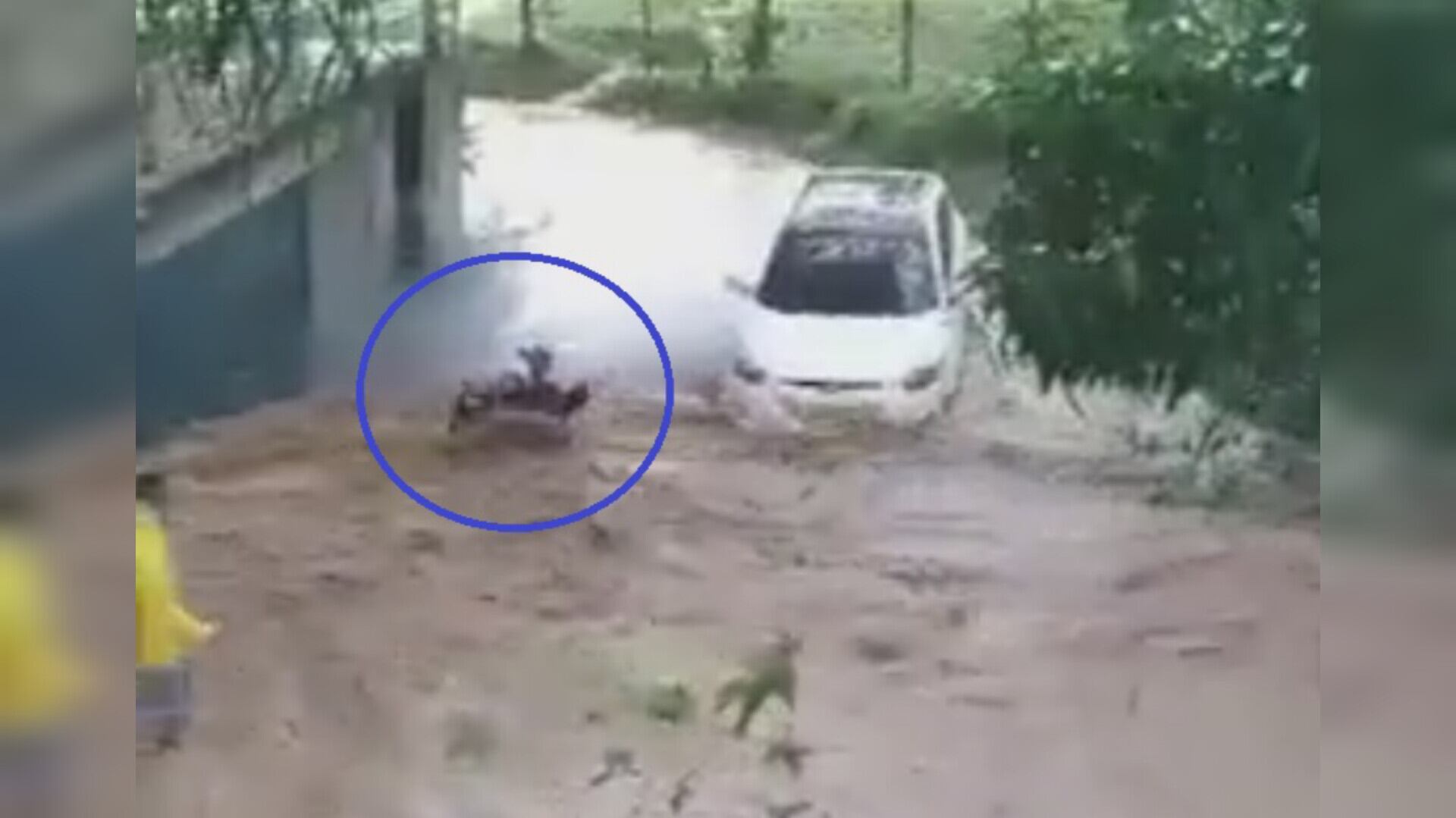 En Palmira, Valle, dos hombres intentaban sacar un carro del agua pero la corriente se los llevó.