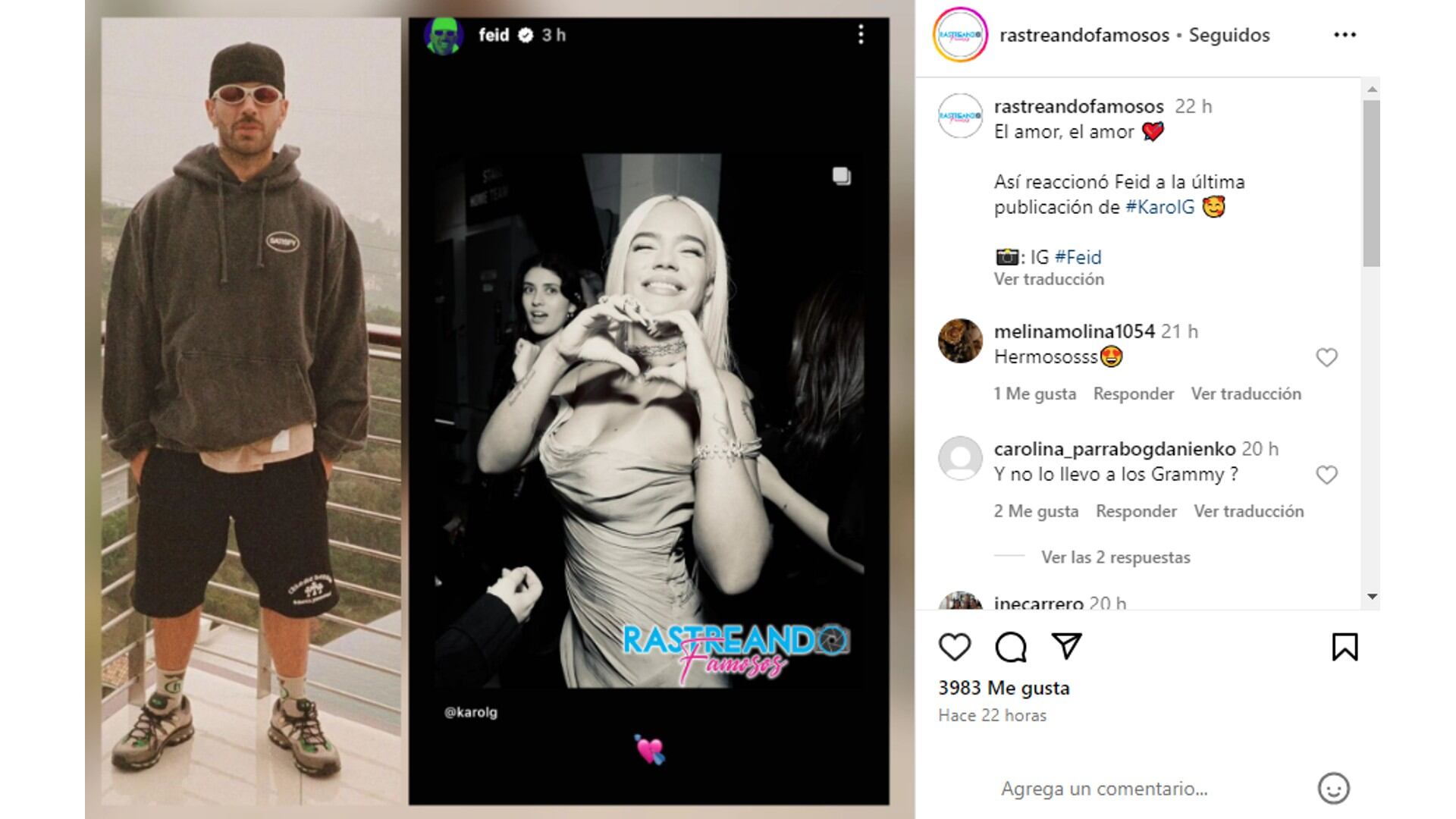 Feid compartió un mensaje con la artista, nacida en Medellín.