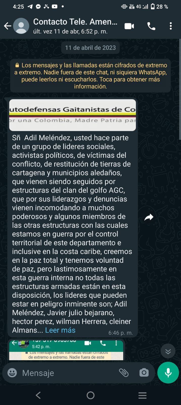 Mensajes amenazantes.