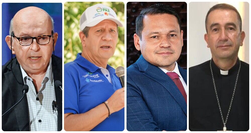 Otty Patiño, Luis Guillermo Pérez, Alejandro Ocampo y monseñor Rubén Darío Jaramillo.