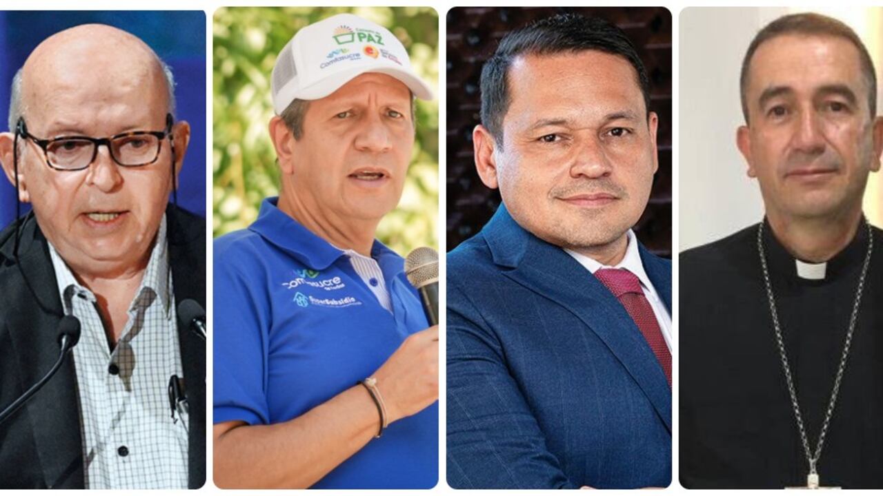 Otty Patiño, Luis Guillermo Pérez, Alejandro Ocampo y monseñor Rubén Darío Jaramillo.