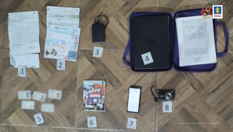 Material probatorio recogido por el CTI de la Fiscalía.