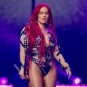 LOS ANGELES, CALIFORNIA - OCTOBER 22: Karol G performs onstage at Crypto.com Arena on October 22, 2022 in Los Angeles, California. (Photo by Emma McIntyre/Getty Images)