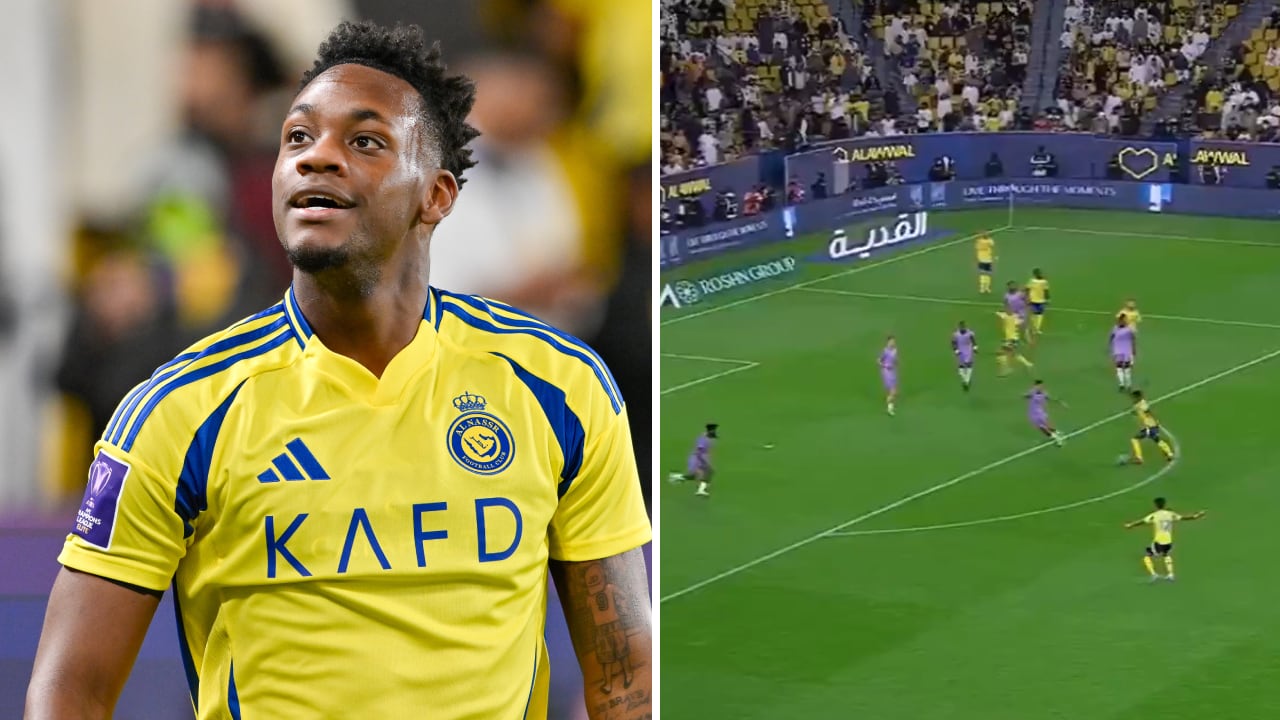 Jhon Jader Durán, delantero del Al-Nassr, celebrando su gol frente a Al-Kholood